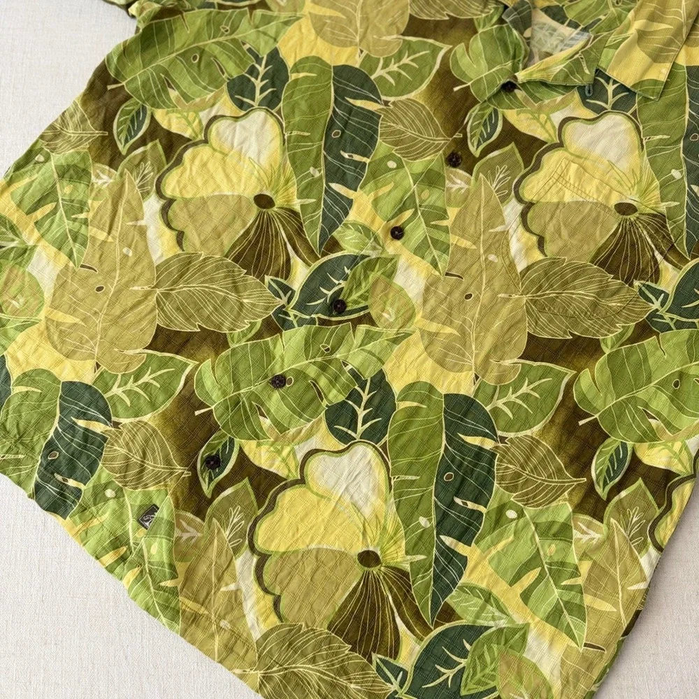 Tommy Bahama 100% Silk Hawaiian‎ Camp Shirt XXL Green Tropical Aloha